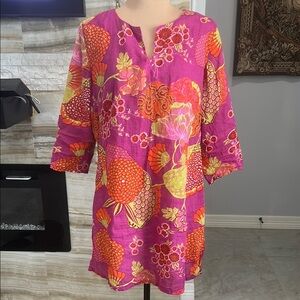 Karma Living 100% Cotton Vibrant‎ Floral Tunic. Size L